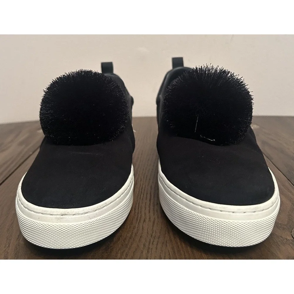 Tory Burch Pom Pom Silk Suede Platform Sneaker In Black Style‎ 141408 Size 9M